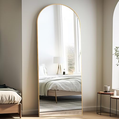 Rowjut Large 71"x30" Arched Full Length Mirror, Gold Mirrors Full Length Floor Mirror Standing for Bedroom, Living Room, Wall Mounted & Full Body Mirror Hanging or Leaning(Gold) - color: Gold, size: 71"L x 30"W