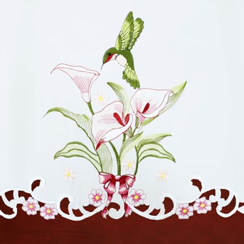 Simhomsen Embroidered Hummingbird Kitchen Window Curtain Swag and Tiers Set for Spring and Summer (Hummingbird) - color: Hummingbird
