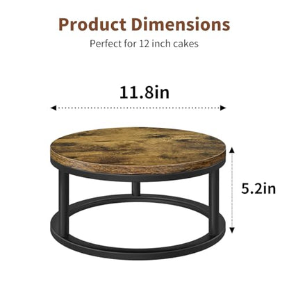 12 Inch Rustic Round Cake Stand, Wood Cupcake Pedestal Serving Tray Display - size: 1 Pack