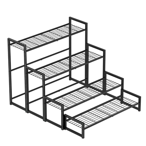 Garden 4 you 4 Tier Metal Stackable Plant Stand, Flower Pot Holder - color: Black, size: 27.5"L x33"W x 23.6"H