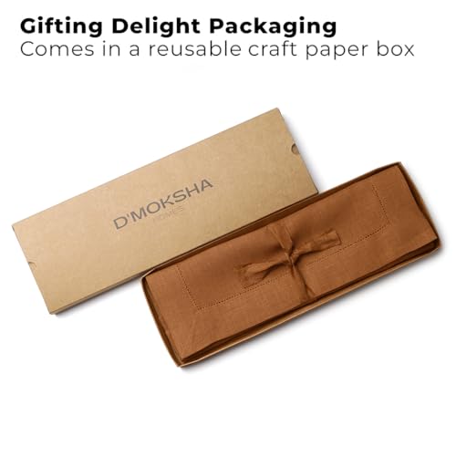 Signature Linen™ by D'Moksha, Rust Placemats Set of 4, 14 x 19 Inch, 100% Pure Linen Table Mats, Hemstitch, Machine Washable Cloth Placemats- Fall, Weddings, Outdoor Hosting - color: Rust, size: Set of 4 (14 X 19 Inch)