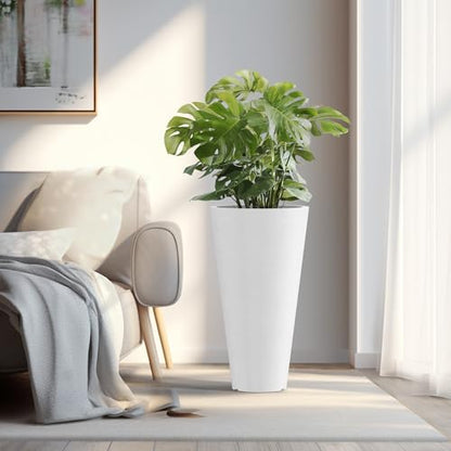 Kante Set of 2 White Plastic Round Planters 29" Tall Home & Outdoor - color: White, size: 29" H