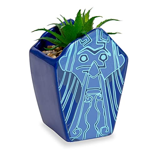 Silver Buffalo Disney Atlantis: The Lost Empire Stone Face 4-Inch Ceramic Mini Planter with Artificial Succulent | Cute Small Flower Pot, Faux Indoor Plants - color: Atlantis