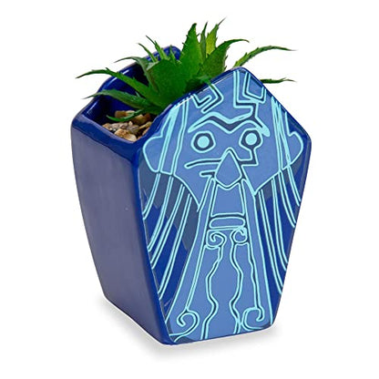 Silver Buffalo Disney Atlantis: The Lost Empire Stone Face 4-Inch Ceramic Mini Planter with Artificial Succulent | Cute Small Flower Pot, Faux Indoor Plants - color: Atlantis