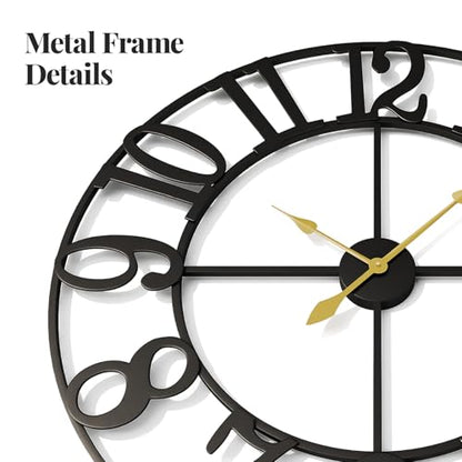 Cuspin Extra Large Wall Clock 40 Inch Black Metal Clock for Living Room - color: Black Arabic Number, size: 40 Inch