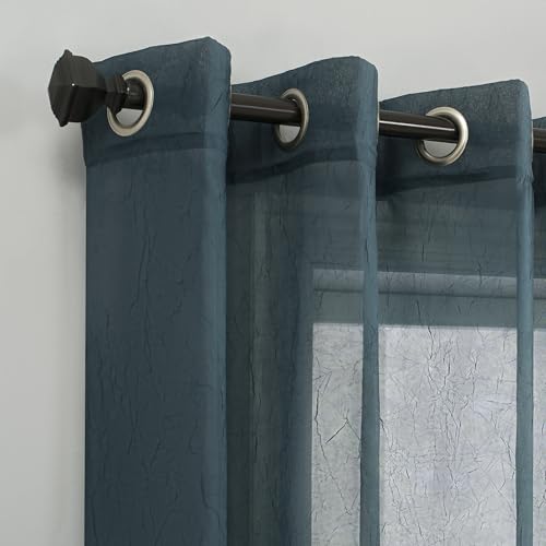 No. 918 Erica Crushed Sheer Voile Grommet Curtain Panel - color: Teal, size: 51"W x 84"L (Pack of 1)