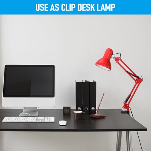 TORCHSTAR Metal Desk Lamp, Adjustable Swing Arm, E26, Red - color: Red, size: 1 Unit