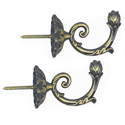 Ailejia 1Pair Curtain Holdbacks Metal Wall Mounted Curtain Tiebacks Solid Color Simplicity European Crown Hook Design Curtain Holdbacks (Bronze) - color: Bronze