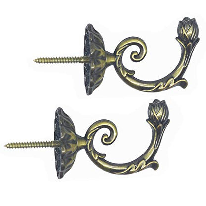 Ailejia 1Pair Curtain Holdbacks Metal Wall Mounted Curtain Tiebacks Solid Color Simplicity European Crown Hook Design Curtain Holdbacks (Bronze) - color: Bronze