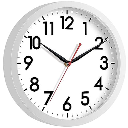 AKCISOT 12 Inch Wall Clock, Silent Battery Operated Analog Clock, White - color: C_white, size: 12 Inch