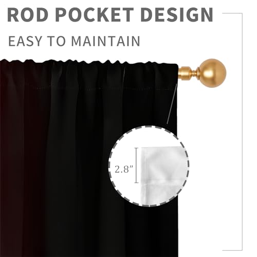 Red Black Curtains, Ombre, 2 Panels, 42" W x 63" L, Rod Pocket - color: New Red, size: 42"W x 63"L (Pack of 2)