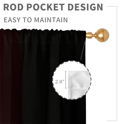 Red Black Curtains, Ombre, 2 Panels, 42" W x 63" L, Rod Pocket - color: New Red, size: 42"W x 63"L (Pack of 2)