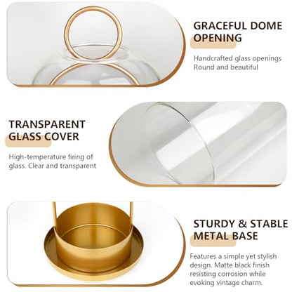 5"&4" Hurricane Glass Candle Holder Set - Hanging Pillar Candle Lantern with Glass Chimney, Metal Frame for Wedding Centerpieces Dining Table Mantel Holiday Home Decor