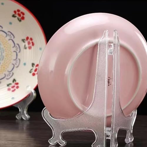 LonlyEagle 12 Pack 6 Inch Clear Plastic Easels or Stand/Plate Holders to Display Pictures or Other Items at Weddings, Plate Stands for Home Decoration, Birthdays, Tables - size: 6inch