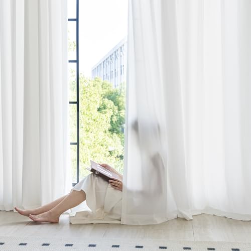 Non-See-Through White Privacy Sheer Curtains 42 x 54 Inch Long - color: White, size: 42"W x 54"L (Pack of 2)
