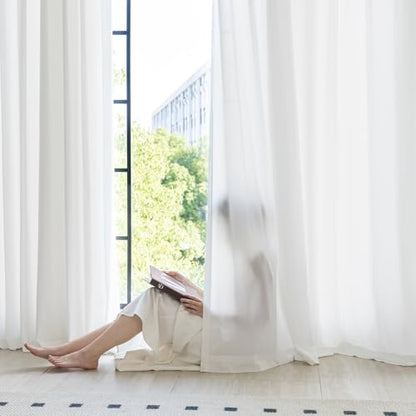 Non-See-Through White Privacy Sheer Curtains 42 x 54 Inch Long - color: White, size: 42"W x 54"L (Pack of 2)