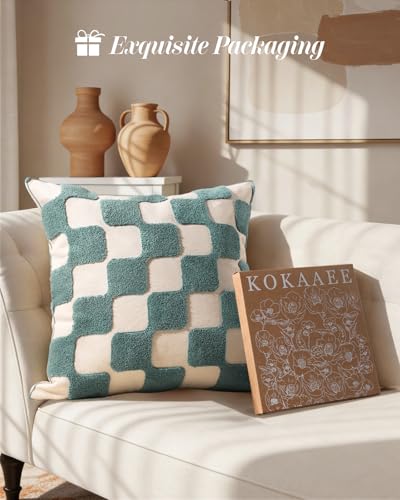 Embroidered Throw Pillow Cover 18x18 Inch, Green Plaid - color: Green Plaid, size: 18" x 18" (Pack of 1)