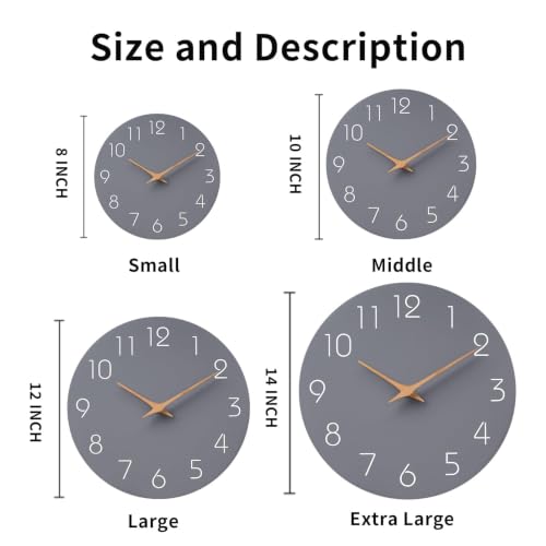 Mosewa Wall Clock 8" Battery Operated Silent Non-Ticking Simple Modern - color: C_gray, size: 8 Inch