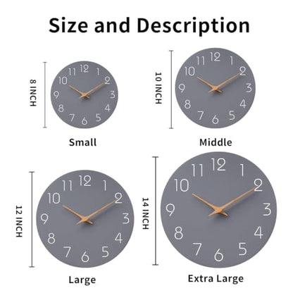 Mosewa Wall Clock 8" Battery Operated Silent Non-Ticking Simple Modern - color: C_gray, size: 8 Inch