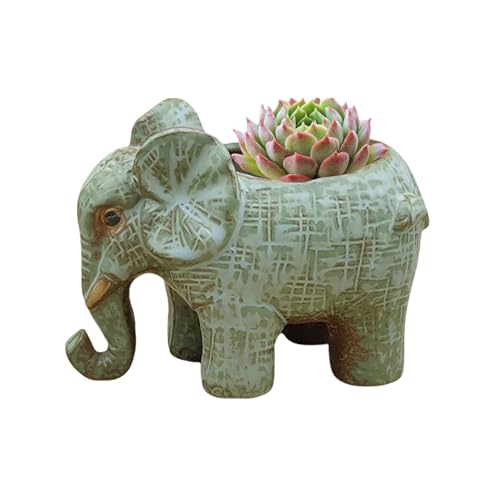 Cute Animal Elephant Shaped Ceramic Succulent Cactus Air Plant Flower Pots Planters-Plant Not Included (4.7 Inch) - size: 4.7 Inch
