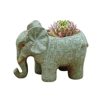 Cute Animal Elephant Shaped Ceramic Succulent Cactus Air Plant Flower Pots Planters-Plant Not Included (4.7 Inch) - size: 4.7 Inch