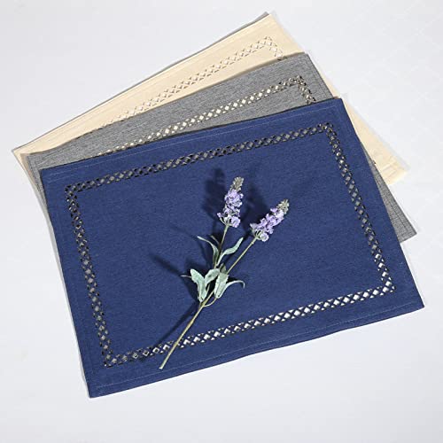 Placemats Set of 4 for Dining Table with Hollow Edge Design- Table Mats 12x 18 Inch, Cloth Place mats Machine Washable (Blue 4pcs) - color: H-blue, size: 4 pcs