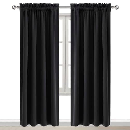 DWCN Blackout Curtains for Bedroom Living Room 52 x 95 Inch Long Black - color: Black, size: 52"W x 95"L (Pack of 2)