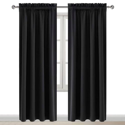 DWCN Blackout Curtains for Bedroom Living Room 52 x 95 Inch Long Black - color: Black, size: 52"W x 95"L (Pack of 2)