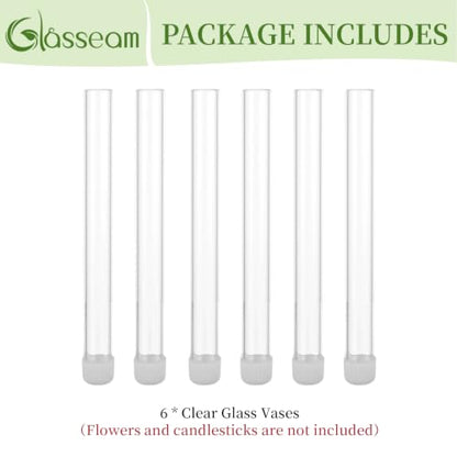 Glasseam 6Pcs Glass Bud vase for Candle Holder, 7.87" Tall Small Vases Set - size: 7.87“ Tall