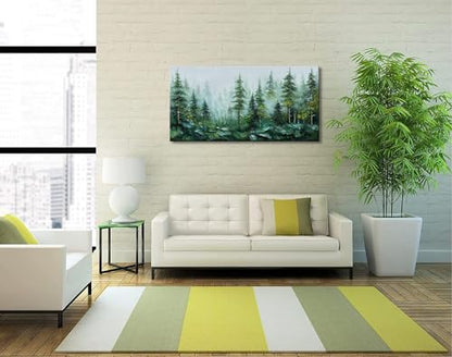 Alenoss Hand Painted 3D Abstract Oil Painting, Green Forest Wall Art - color: AL-B101