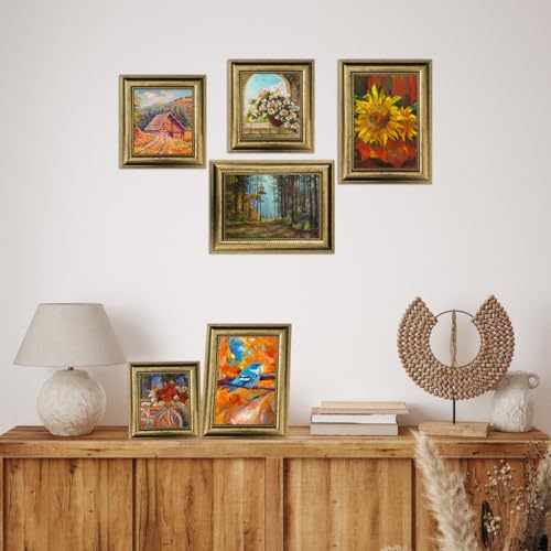 5x7 Picture Frames Set of 4- Rustic Retro Photo Frame with Real Glass Wall Mount and Tabletop Display Family Friends Wedding Gift - color: ps-Mix Color-4pcs, size: 5x7in