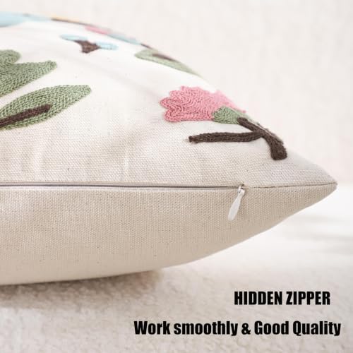 Embroidered Throw Pillow Covers 18x18 Pack of 2 Bird Lemon - color: Birds&lemons