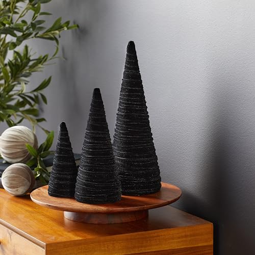 Your Heart's Content Black Velvet Trees Set of 3 (Black) - color: Black