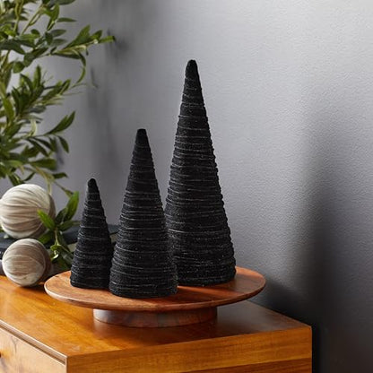 Your Heart's Content Black Velvet Trees Set of 3 (Black) - color: Black