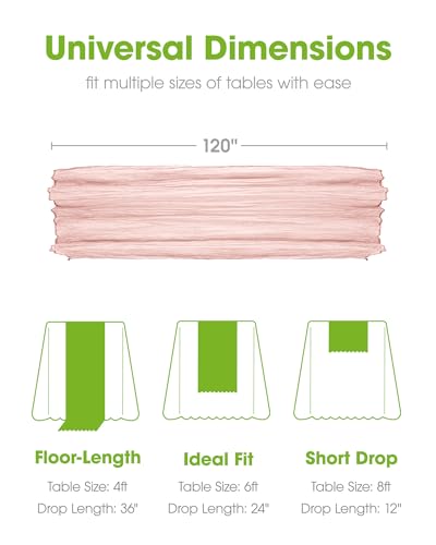 Pureegg 3 Pack Cheesecloth Table Runner 120 Inch Dusty Pink - color: Dusty Pink, size: 120" - 3 Packs