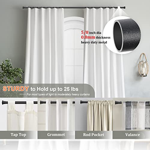 Curtain Rods for Windows 28 to 50 Inch - 5/8” Heavy Duty Curtain Rod Set - Decorative Cafe Drapery Rods with Brackets for Kitchen,Bathroom,Sliding Door - Matte Black - color: Matte Black, size: 28-50" (1 Pack)