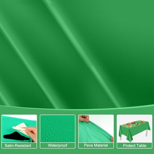 NatNarr 6 Pcs Green Tablecloths Plastic, Scalloped Rectangle Table Cloth - color: Green, size: 6 Pack