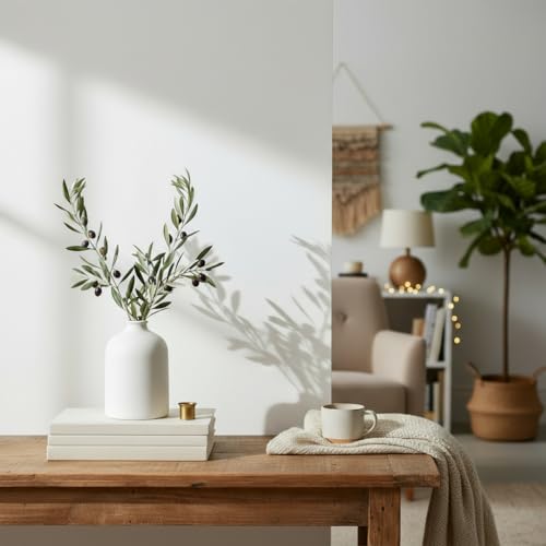 Carrot's Den White Ceramic Vase, Matte Textured Entryway Table Decor