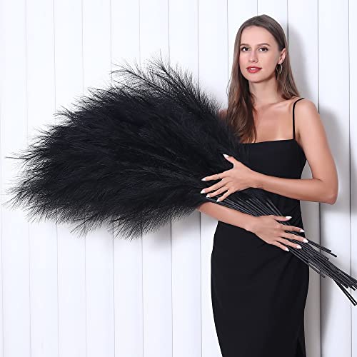 Wertuirk 8 Pcs 45 inch Tall Faux Black Pampas Grass Decor - color: Black