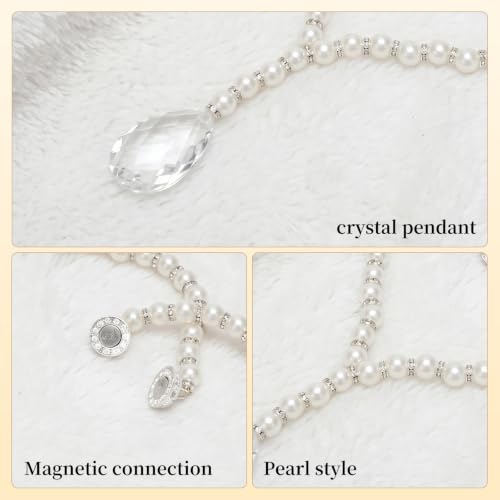Shower Curtain Tie Backs 2 Pack Magnetic Pearl Crystal Decorative Ties