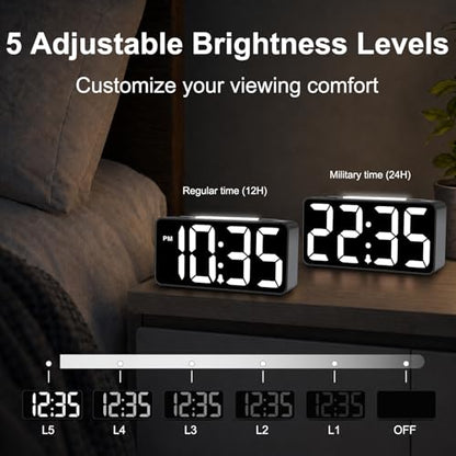 DreamSky Small Digital Alarm Clock with Night Light for Kids Bedroom - color: Dark Black Case Rgb Digits