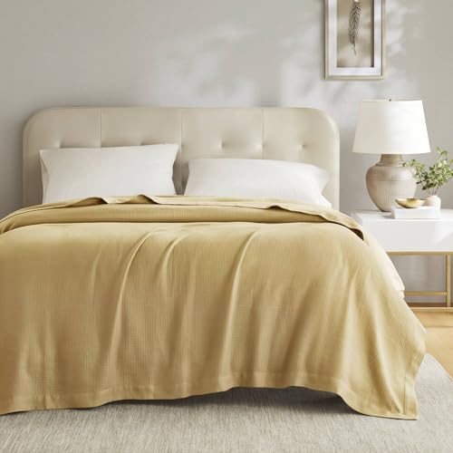 Madison Park 100% Egyptian Cotton Summer Blanket Full Queen Size Mustard - color: Mustard, size: Full/Queen