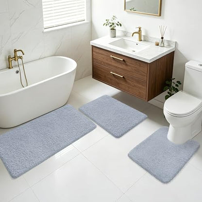 Bathroom Rugs Non Slip 36"x24" Soft Absorbent Bath Mat, Blue Grey - color: Blue Grey, size: 36" x 24" (Rectangular)