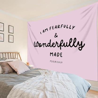 WEENEO Pink Christian Tapestry for Girls Bedroom,Bible Verse,60x40 Inch - color: Pink, size: 40"L x 60"W