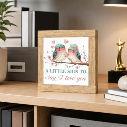 Cute Wood Sign Decor, Farmhouse Wooden Sign, Love Birds Tabletop Display