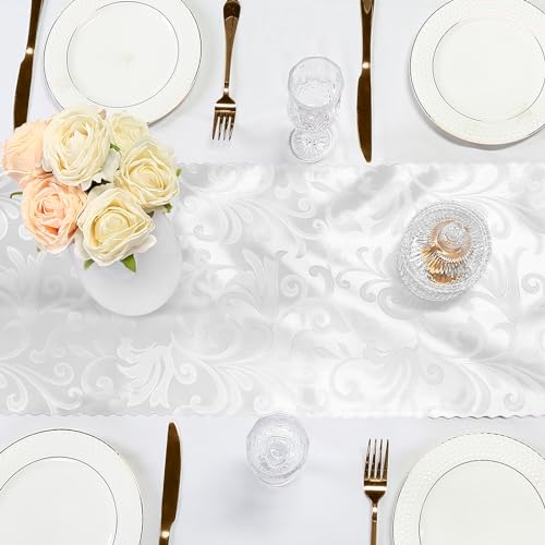 White Satin Table Runner 12 x 108 Inch, 2 Pack - color: White, size: 2 Pcs