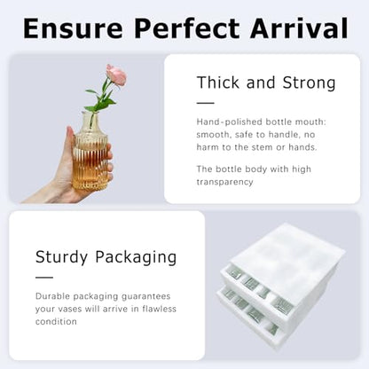 SUPMIND 16Pcs Amber Bud Vases Set, Small Glass Vases Bulk for Centerpieces - color: Goldamber