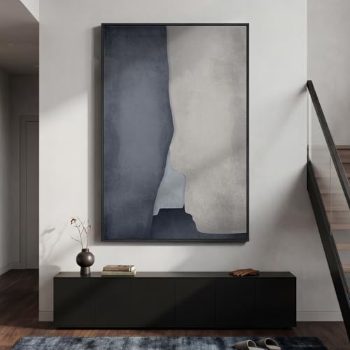 Extra Large Framed Blue Abstract Wall Art for Living Room, Vertical 40x60 - color: Grey and Beige, size: 60"L x 40"W