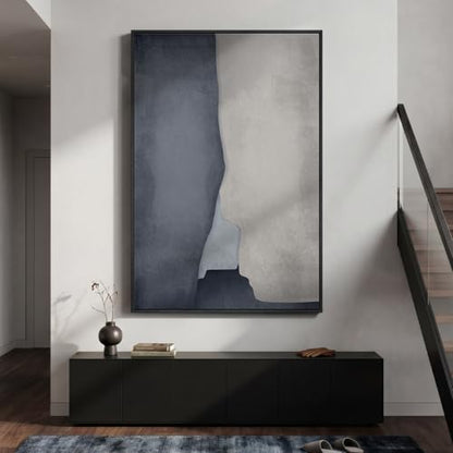 Extra Large Framed Blue Abstract Wall Art for Living Room, Vertical 40x60 - color: Grey and Beige, size: 60"L x 40"W
