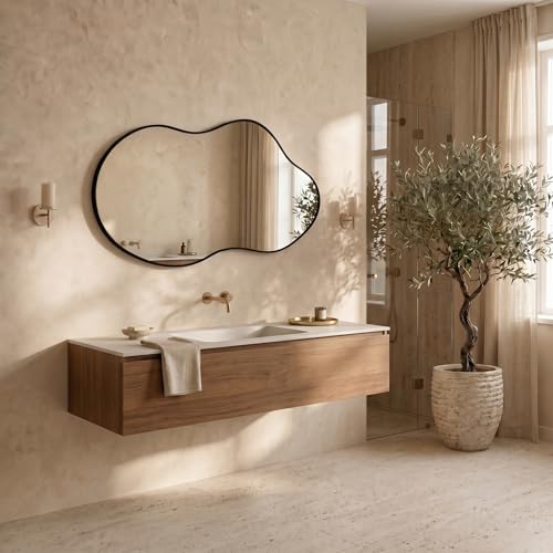 Irregular Wall Mirror 24×40 Inch Black - color: Black, size: 24"L x 40"W